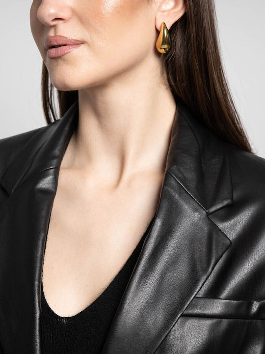 Fashioncore Blazer pentru femei Piele Sacou Negru