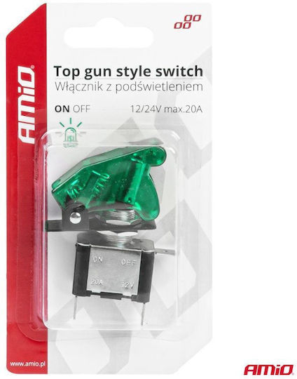 AMiO Διακόπτης On/Off Αυτοκινήτου 12V Universal Chevrolet Volt Πράσινο
