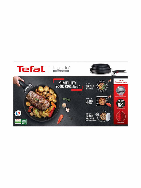 Tefal Ingenio Unlimited Pans Set of Aluminum with Non-stick Coating Black 3pcs