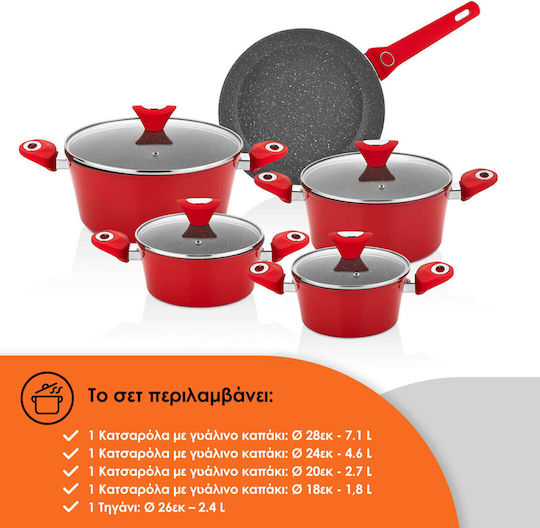 Zilan Antik Ars Kochgeschirr-Set aus Aluminium mit Antihaftbeschichtung 5 Teile