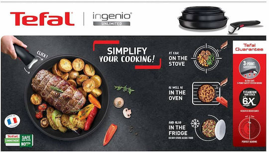 Tefal Ingenio Unlimited Σετ Τηγάνια από Αλουμίνιο Black με Αντικολλητική Επίστρωση 2τμχ