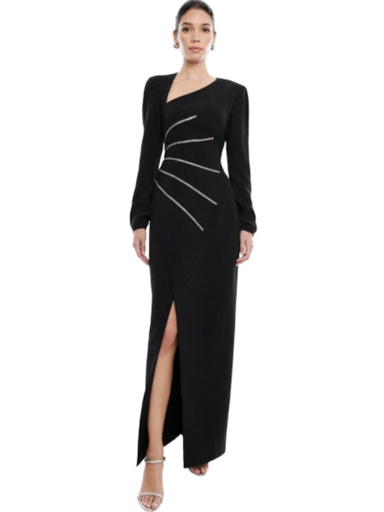 BCBG Maxazria Maxi Evening Dress with Slit Black