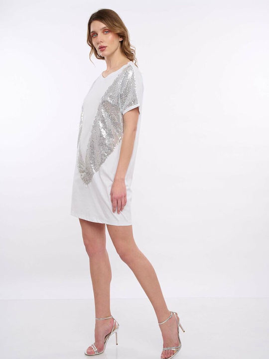 E-shopping Avenue Mini Βραδινό Φόρεμα WHITE