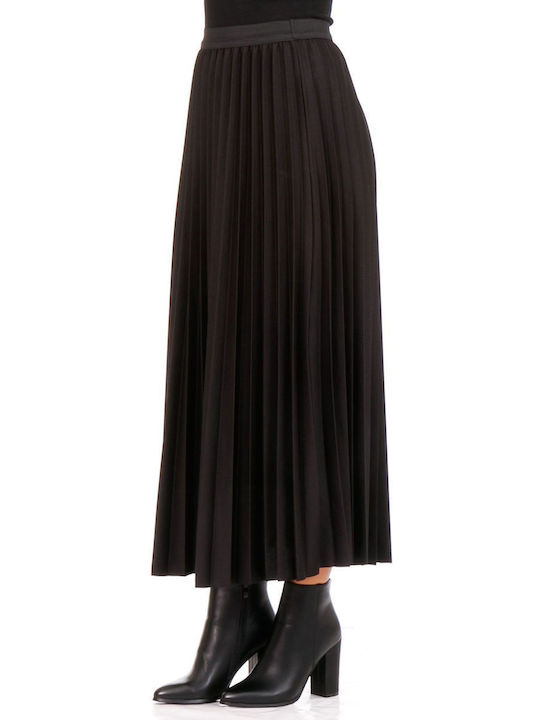 Plissiert Maxi Rock Schwarz