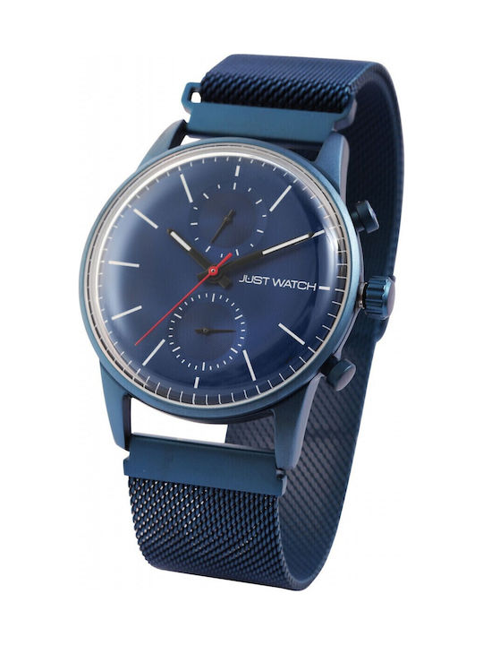 Just Watch Men's Watch Battery with Blue Stainless Steel Strap