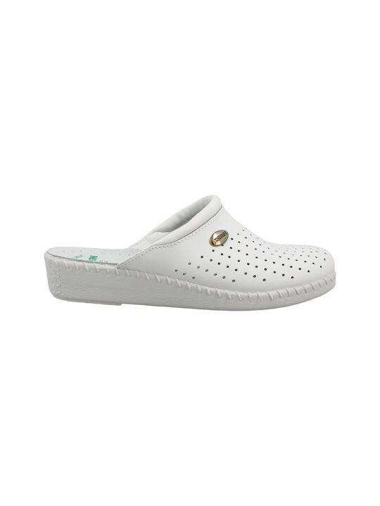 Antrin Leather Clogs White