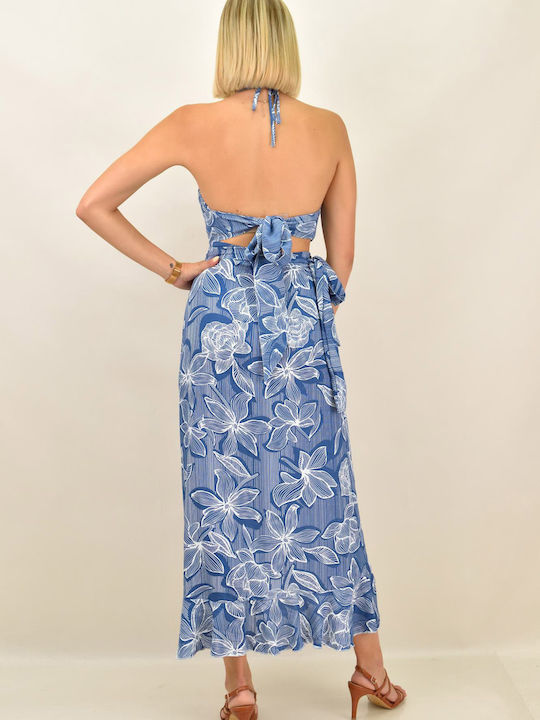 Set with Maxi Skirt Floral Blue