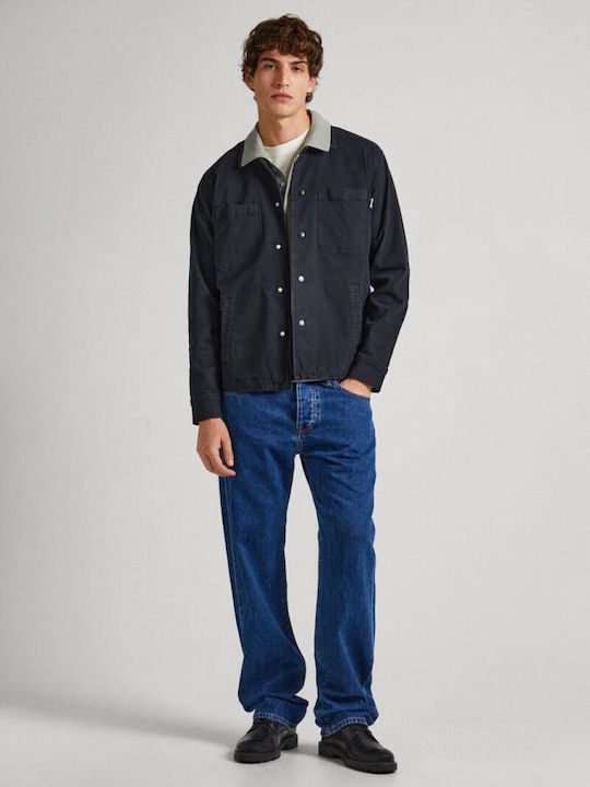 Pepe Jeans Herrenhemd Overshirt Langärmelig Baumwolle Schwarz