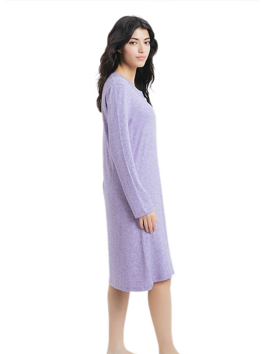 Odyssey Women's Winter Cotton Nightgown Lilac