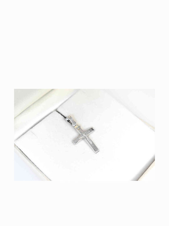 Herren Weißgold Kreuz 14K mit Kette