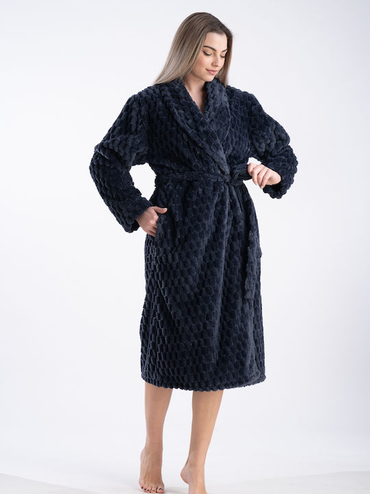 Passion Winter Women's Robe Navy Blue