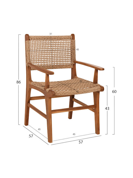 Dining Room Wooden Armchair Natural shade 57x57x86cm