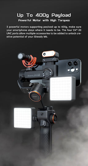 Hohem iSteady M6 Phone Gimbal with 3 Axis Stabilization and 18 Operating Hours Black