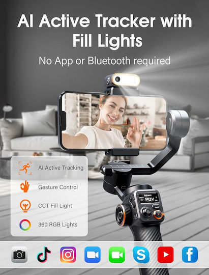 Hohem iSteady M6 Phone Gimbal with 3 Axis Stabilization and 18 Operating Hours Black