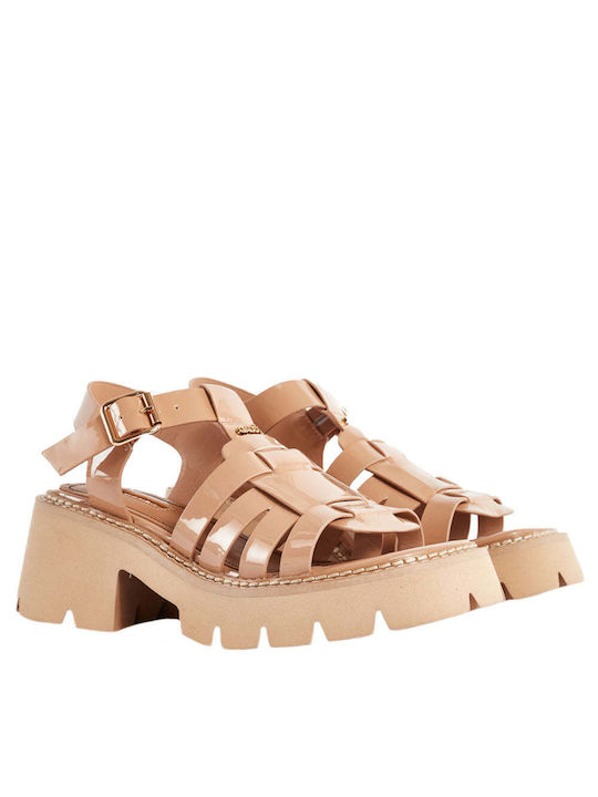 Gaudi Damen Sandalen Anatomisch mit mittlerem Absatz in Beige Farbe