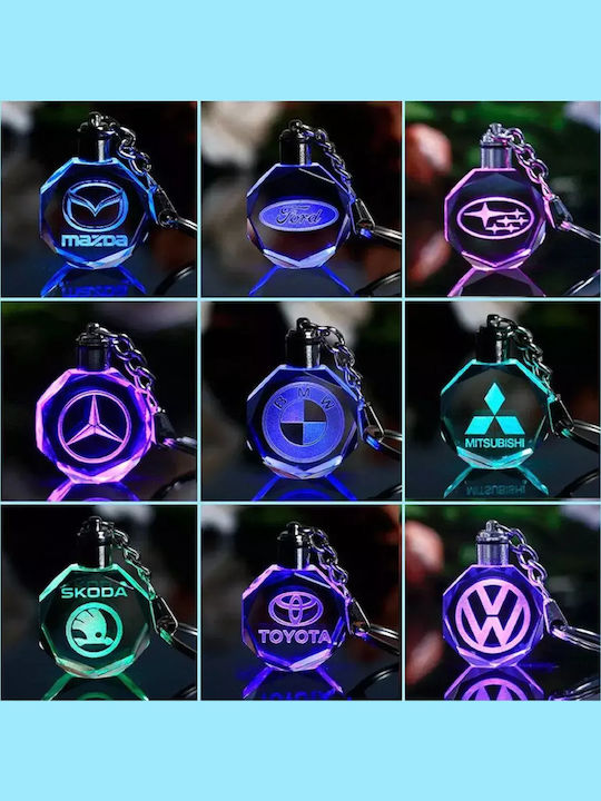 Schlüsselanhänger Glas mit LED Transparent
