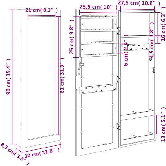 vidaXL Oglindă de Perete cu Bej Ramă din Lemn 90x30cm 1buc