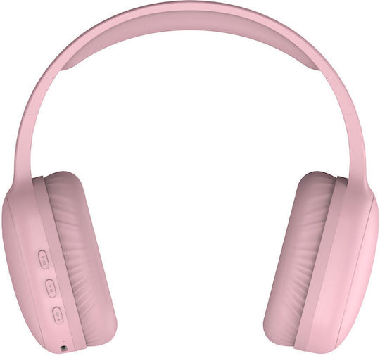 Lamtech LAM113010 Ασύρματα Bluetooth Over Ear Ακουστικά με 15 ώρες Λειτουργίας και Quick Charge Ροζ