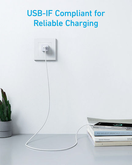 Anker 322 Braided USB 2.0 Cable USB-C Male - USB-A 15W PD White 0.9m A81H5G21