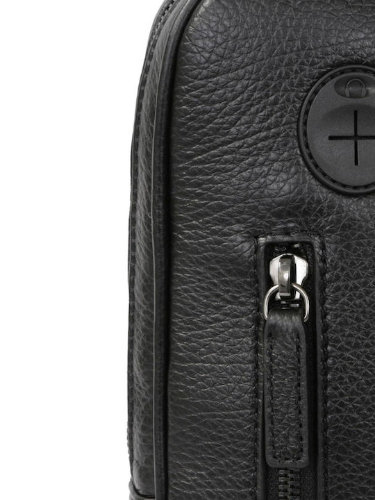 Leather Men's Sling Bag Black