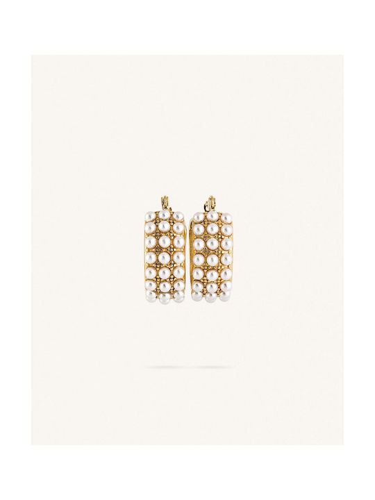 StanStefan Earrings Hoops made of Steel Gold Plated with Pearls