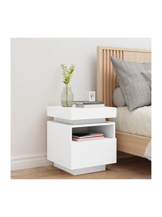 Wooden White Bedside Table 40x39x48.5cm