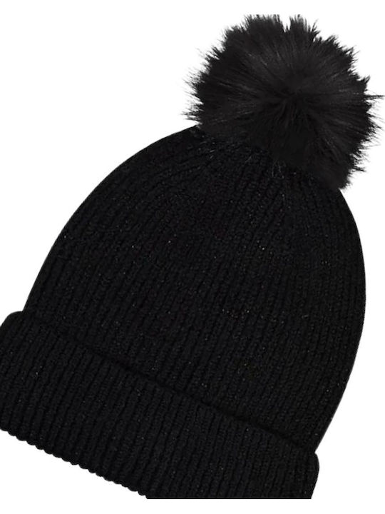 Pom Pom Beanie Beanie Knitted in Black color