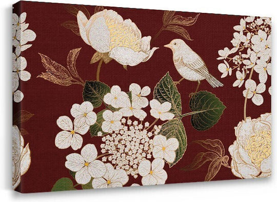 Walls Flowers And Little Bird σε Καμβά