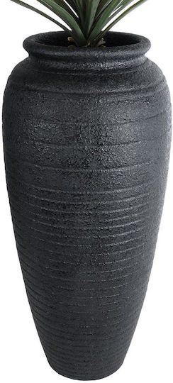 GloboStar Olympia Übertopf Polyester Schwarz mit Gestell 55x55x120εκ.