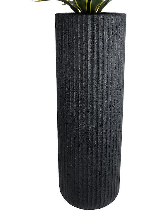 GloboStar Matera Übertopf Polyester Schwarz mit Gestell 42x42x120εκ.