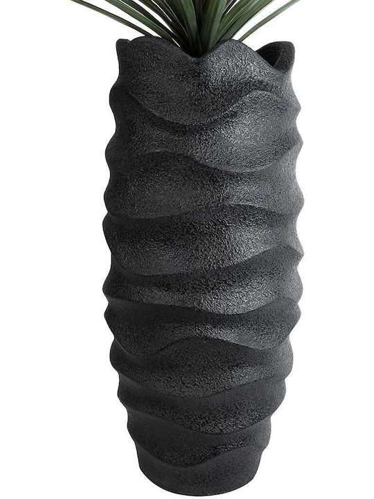 GloboStar Monreale Übertopf Polyester Schwarz mit Gestell 50x50x110εκ.