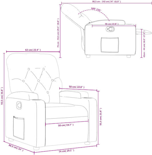 Πολυθρόνα Relax με Υποπόδιο Σκούρο Πράσινο 74x86.5x93.5cm