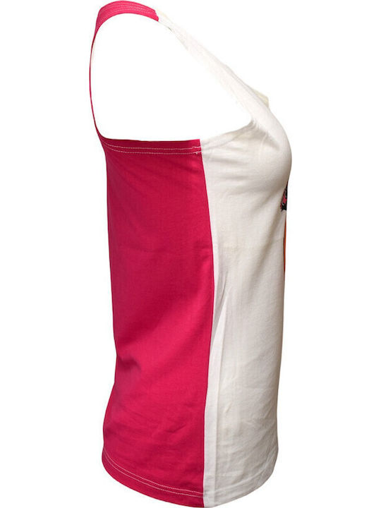 Women's Athletic Blouse with Straps White/Fuchsia