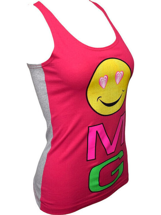 Women's Athletic Blouse with Straps Fuchsia/Grey