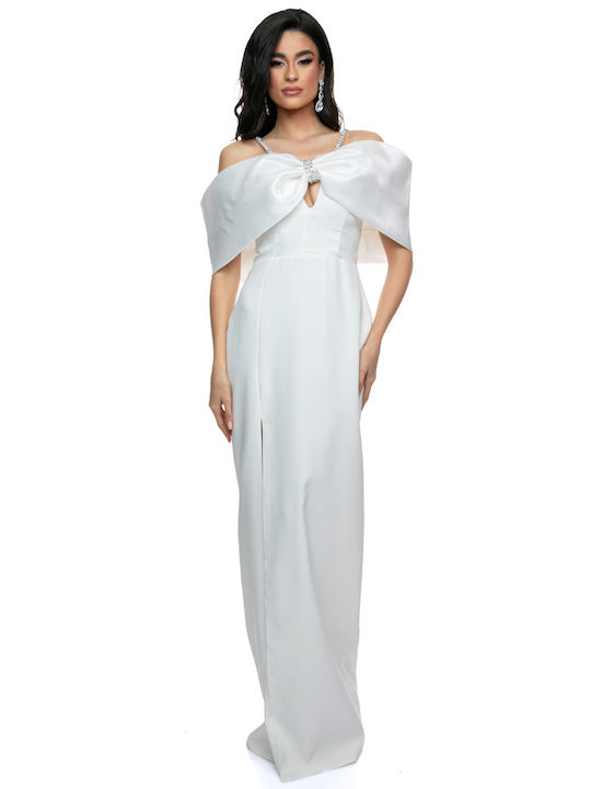 RichgirlBoudoir Mini Evening Dress with Slit White