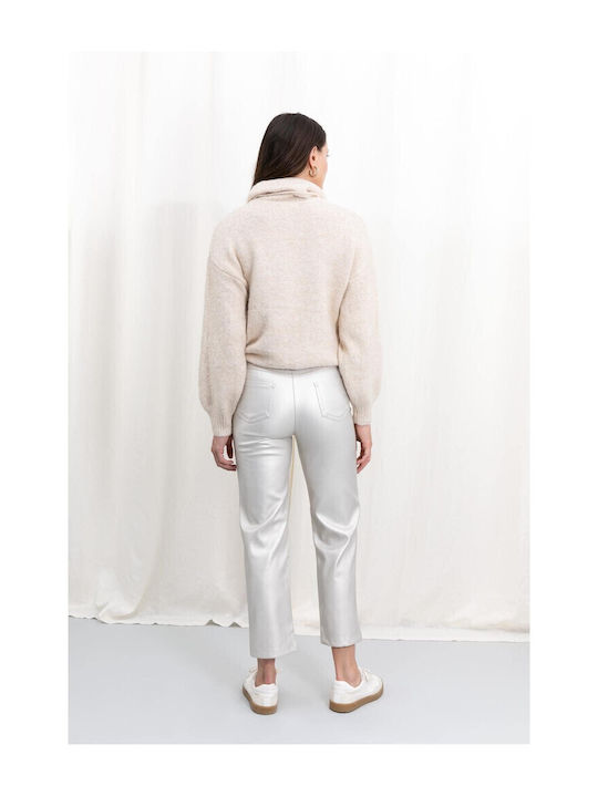 Women's Fabric Trousers Silver