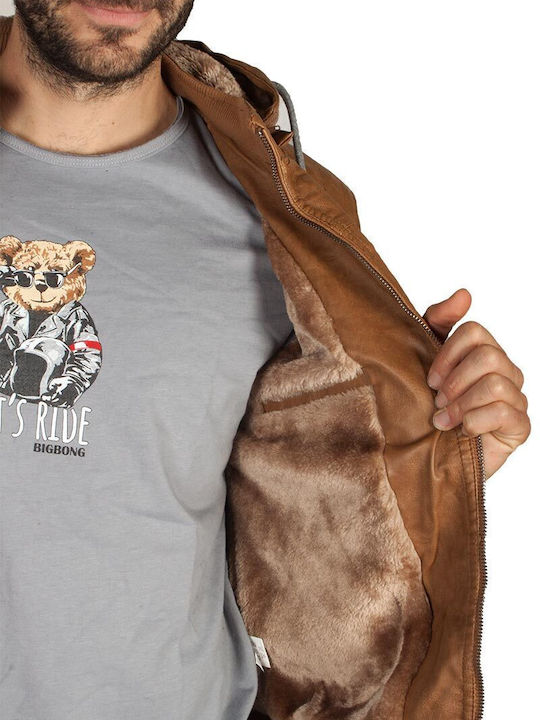 Winter Faux Leather Jacket Brown