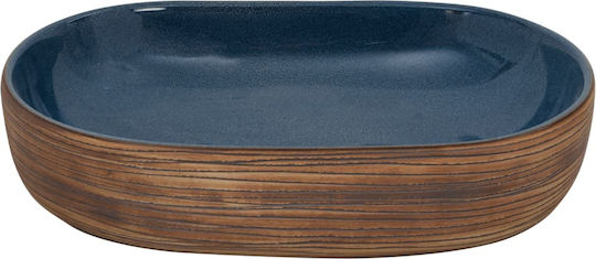 vidaXL Deasupra Blatului Chiuvetă Ceramică 59x40x14cm Brown and Blue