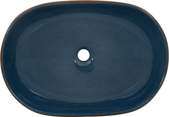 vidaXL Deasupra Blatului Chiuvetă Ceramică 59x40x14cm Brown and Blue