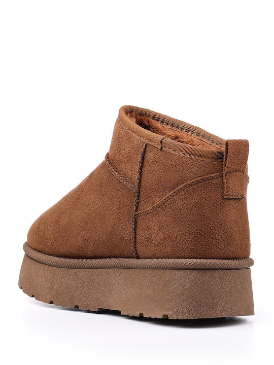 Women's Ankle Boots with Fur Brown