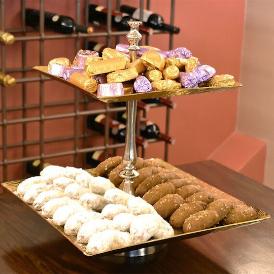 Metallic Dessert Tower Stand with 2 Tiers Gold