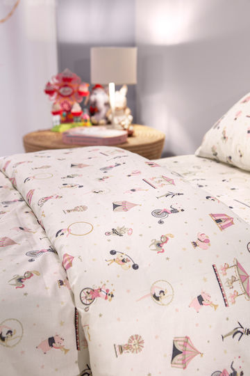 Saint Clair Set Kids Duvet Cover Single with Pillowcase Cotton Pink 160x220cm