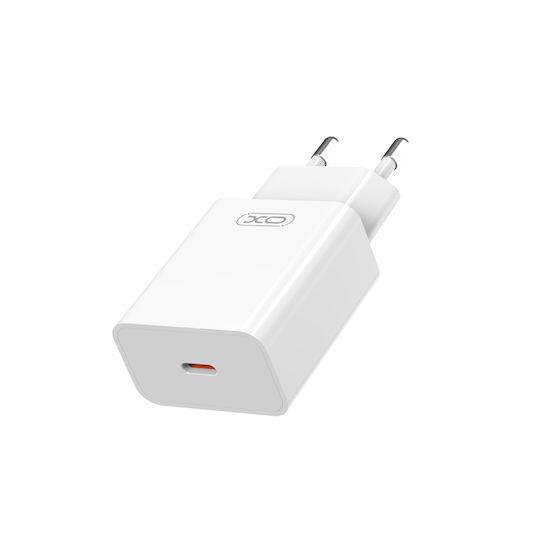 XO Φορτιστής με Θύρα USB-C και Καλώδιο USB-C - Lightning 20W Power Delivery / Quick Charge 2.0 Λευκός (L126)