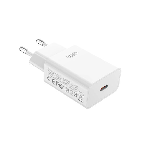 XO с USB-C порт и кабел USB-C - USB-C 20W Power Delivery / Quick Charge 2.0 Бял (L126)