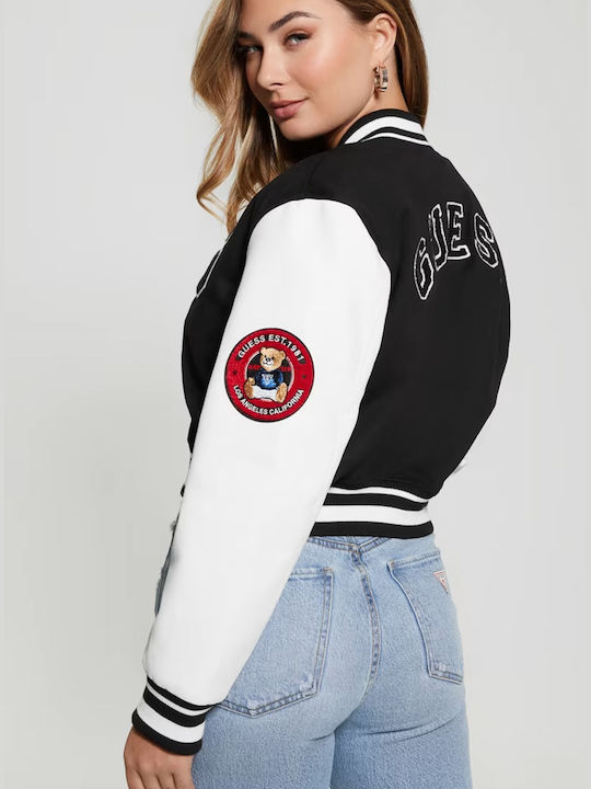 Guess Scurt Jachetă de femei Jachetă bomber Black