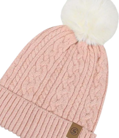 Pom Pom Beanie Frauen Beanie Gestrickt in Rosa Farbe