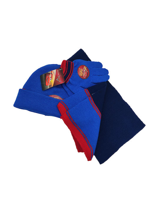 Gift-Me Kids Beanie Set with Scarf & Gloves Knitted Blue