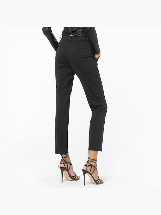 Pinko Bello Γυναικείο Ψηλόμεσο Υφασμάτινο Capri Παντελόνι σε Slim Εφαρμογή Μαύρο