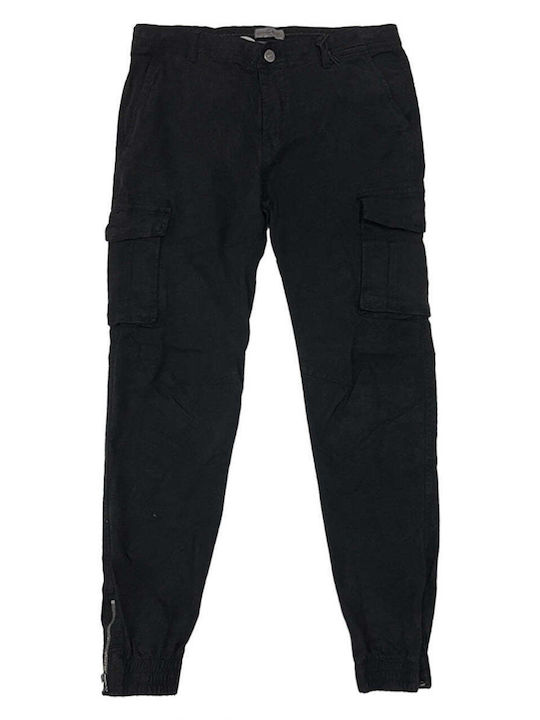 Ustyle Men's Trousers Cargo Elastic Black