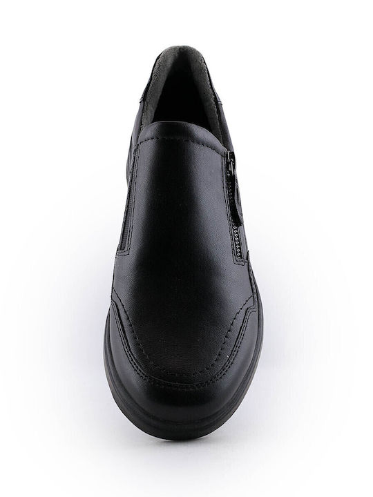 Ανατομικά Γυναικεία Slip-On Δερμάτινα Μαύρα